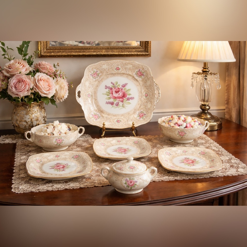 Vintage Royal Albert Devonshire Lace Dinnerware Set – c.1930s